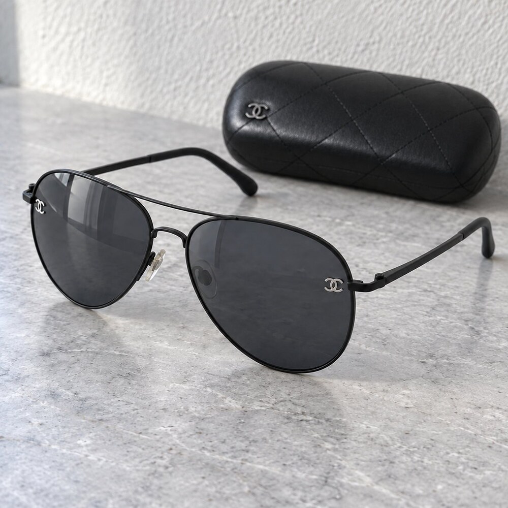 Chanel Black Aviator Sunglasses - Picture 2 of 6